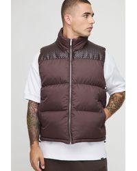 BoohooMAN - Regular Fit Pu Yoke Nylon Panel Gilet - Lyst