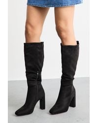 MissPap - Almond Toe High Block Heel Knee Boots - Lyst