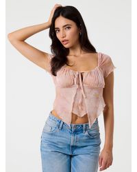Pink Vanilla - Short Sleeve Mesh Butterfly Top - Lyst