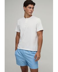 BoohooMAN - Short Sleeve Regular Fit Henley T-Shirt & Boxy Lounge Set - Lyst