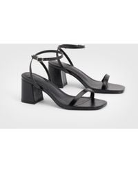 Boohoo - Wide Fit Barely There 2 Part Block Heels - Lyst