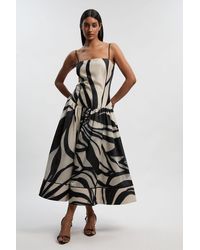 Karen Millen - Jacquard Floral Print Woven Maxi Prom Dress - Lyst