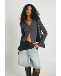 Boohoo - Collar Detail Flare Sleeve Knitted Cardigan - Lyst