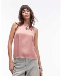 TOPSHOP - Co-Ord Satin Raw-Edge Racer Cami Top - Lyst