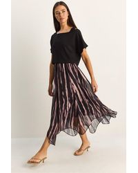 Bianco Lucci - Abstract Print Boat Neck Midi Dress - Lyst