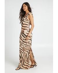 Boohoo - Animal Printed Mesh Wide Cowl Maxi Dress - Lyst