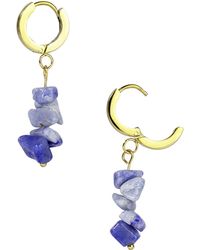 The Jewellery Stockroom - Plated Pvd Waterproof Stainless Steel Gemstone Huggie Drop Earrings - Lyst