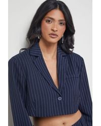 Warehouse - Pinstripe Cropped Blazer Co-Ord - Lyst