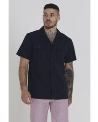 Brave Soul - 'Mikita' Cotton Short Sleeve Revere Collar Shirt With Linen - Lyst