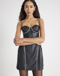River Island - Mini Dress Faux Leather Corset Pu - Lyst