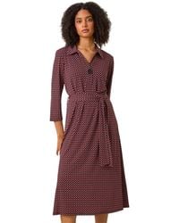 Roman - Geometric Stretch Midi Shirt Dress - Lyst