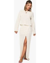 Boohoo - Zig Zag Knitted Beach Maxi Skirt - Lyst