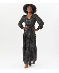 Gini London - Lurex Chiffon Occassion Tiered Maxi Dres - Lyst