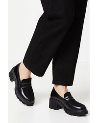 Faith - Charlotte Mixed Material Chunky Heeled Loafers - Lyst