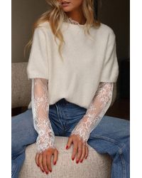 Azura Exchange - Lace Trimmed Sweater - Lyst