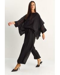 Bianco Lucci - High Waist Wide Leg Two-Piece Co-Ord Set - Lyst