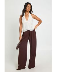 Boohoo - Petite Basics Wide Leg Trousers - Lyst
