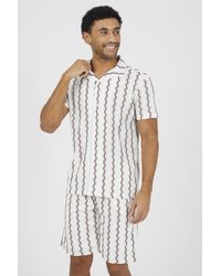 Brave Soul - Wavy Stripe Revere Collar Short Sleeve Shirt - Lyst