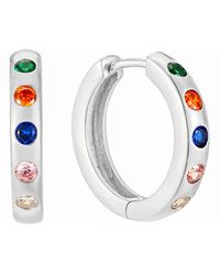 SEOL + GOLD - Sterling Large Cz Huggie Hoops - Lyst