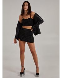 Pink Vanilla - Split Front Diamante Mini Skirt - Lyst