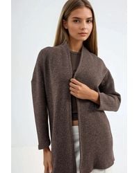 Busem - Long Ribbed Knit Cardigan With Open Collar - Lyst