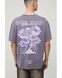 BoohooMAN - Washed Oversized Dragon Print T-Shirt Cotton - Lyst