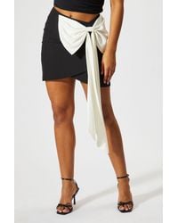 MissPap - Contrast Bow Drape Mini Skirt - Lyst