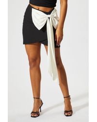 MissPap - Contrast Bow Drape Mini Skirt - Lyst
