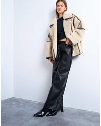 TOPSHOP - Drawstring Pull On Faux Leather Straight Leg Trouser - Lyst