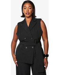 Boohoo - Plus Tie Front Pinstripe Waistcoat - Lyst