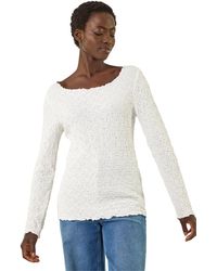 Roman - Textured Bubble Crepe Lettuce Edge Top - Lyst