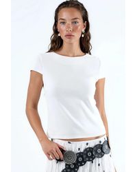 Busem - Crewneck Kurzarm Baumwollmischung Bluse - Lyst