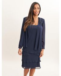 Gina Bacconi - Camira Lace Shoulder Bead Tier Jacket Dress - Lyst