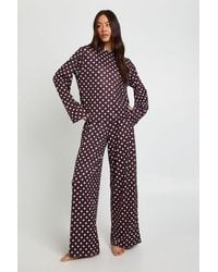 Boohoo - Tall Polka Dot Print Long Sleeve Top & Trousers Pyjama Set - Lyst