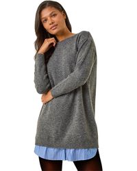 Roman - Mock Shirt Knitted Dress - Lyst