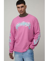 BoohooMAN - Tall Oversized Euphoric Graphic Waffle Long Sleeve T-Shirt - Lyst