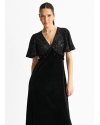 Gini London - Sequin Top Premium Velvet Occasion Midi Dress - Lyst