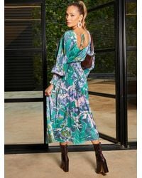 Chi Chi London - Long Sleeve Floral Abstract Print Midi Dress - Lyst