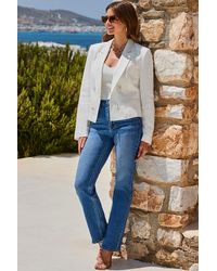 Sosandar - Ivory Linen Blend Double Breasted Blazer - Lyst
