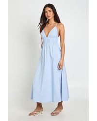 Boohoo - Bengaline Elasticated Waist Detail Cross Back Midaxi Dress - Lyst