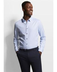 Bugatti - Herren Casual Overhemd Met Fijne Tweekleurige Structuur - Lyst