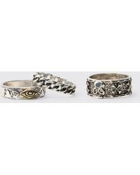BoohooMAN - 3 Pack Gothic Rings Zinc - Lyst