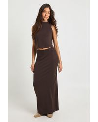 Boohoo - Rib Knit High Neck Top And Maxi Skirt Co-Ord - Lyst