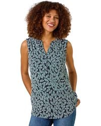 Roman - Leaf Puff Print Stretch Top - Lyst