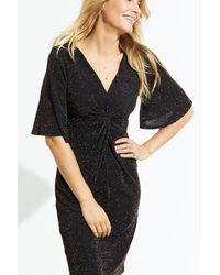 Sosandar - Bronze Metallic Twist Front Jersey Dress - Lyst