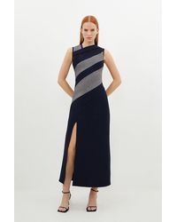 Karen Millen - Figure Form Bandage Lace Detail Sleeveless Knit Maxi Dress - Lyst
