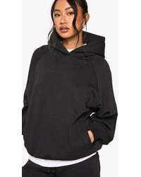Boohoo - Petite Raglan Seam Oversized Hoodie - Lyst