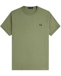 Fred Perry - Ringer T-Shirt Mint Cotton - Lyst