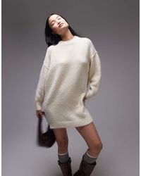 TOPSHOP - Knitted Oversized Crew Mini Dress With Exposed Seam Detail - Lyst