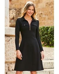Sosandar - Ponte Collared Jersey Dress With Rose Zip Detail - Lyst
